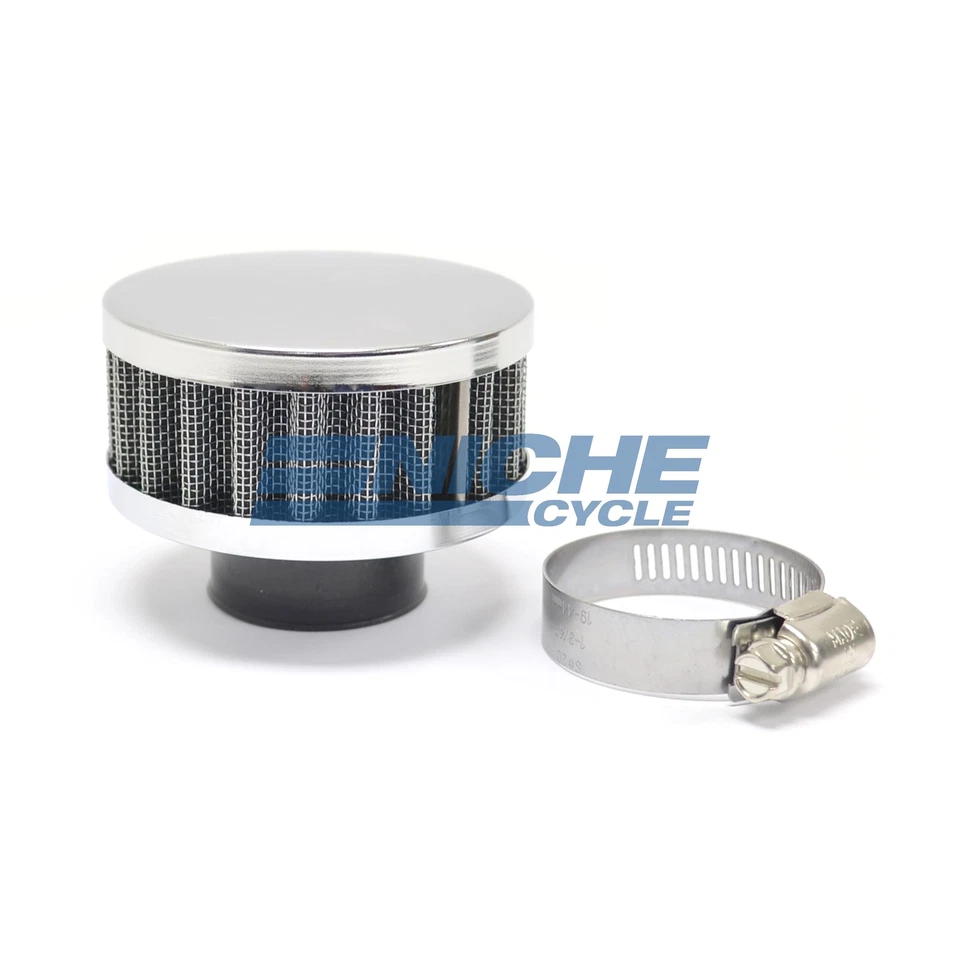EMGO 3" Round Chrome Top Pod Flange Mount 36mm Air Filter - Image 1 of 1
