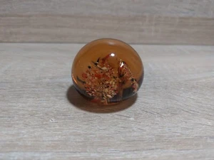 Pisapapeles burbuja controlada rama coral vidrio naranja orbe soplado a mano 2 pulgadas - Imagen 1 de 14