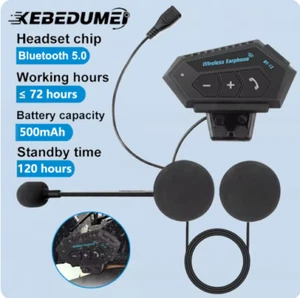 BT12 Motorcycle Helmet Headset Stereo Bluetooth Earphone Wireless Handsfree Mic - Picture 1 of 4