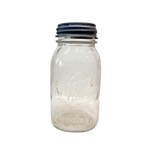 Vintage Kerr Self Sealing Wide Mouth Quart Mason Jar Zinc Porcelain Lid 7" 505 - Picture 1 of 10