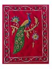 Rugs Jewel Carpet Wall Hanging Peacock 9" X 12" in Hand Embroidery Zardozi Gift