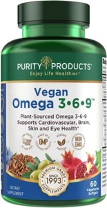 Purity Products Vegan Omega 3-6-9 5 in 1” Essential Fatty Acid - 60 Softgels - Picture 1 of 9