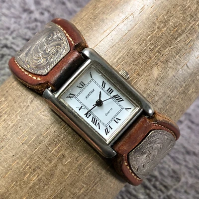Montana Silversmiths Women Dress Tank Brown Leather Quartz 21mm Watch 6 3/4" Foto 1 de 4