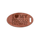I Love My Piccolo Trompet - Étiquette nom ovale en bois personnalisée votre nom et adresse