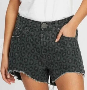 New One Teaspoon Truckers Shorts Womens 26 Leopard Cut Off High Waist - Picture 1 of 6