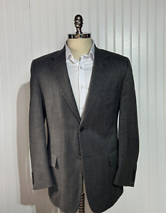 Joseph & Feiss Men's 100% Lambswool Sport Coat Blazer Gray Herringbone Size 40R