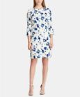$155 Lauren Ralph Lauren Women's White Multi Petite Lace Floral Dress 0P Tno27