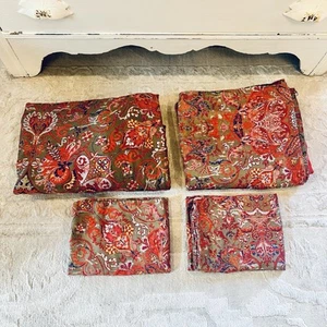 Ralph Lauren Galahad Guinevere Paisley Medieval 6 Pc Queen Set 4 Pillowcases Red - Picture 1 of 6