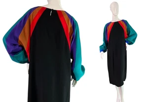 Abito midi Annees Lauder vintage anni 80 spettacolare in seta taglia large - Foto 1 di 9