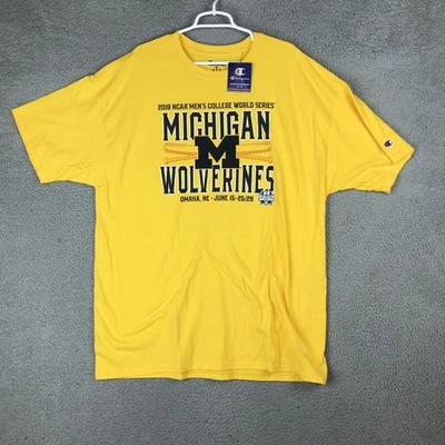 Michigan Wolverines Shirt Mens 2XL Yellow NCAA College World Series Baseball Tee - Image 1 of 4