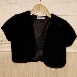 Knit Works Girls Black Faux Fur Cropped Shrug 14 - Picture 1 of 6