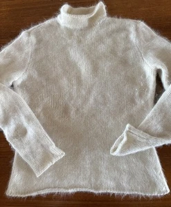 Vintage 1990s Ralph Lauren Women’s Large Ivory Cream Sweater Angora Wool Soft - Picture 1 of 9