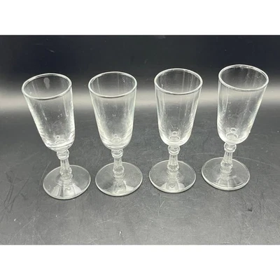 Set of 4 Vtg Cordial Glasses Liquor Shot Stemware Barware Drinkware 4" - Image 1 of 4