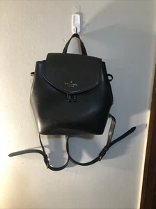 Kate Spade New York Lizzie Medium Flap Rucksack schwarz Leder Jacquard Futter - Bild 1 von 11