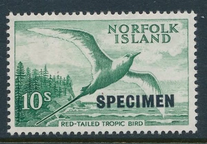 1960 NORFOLK ISLAND SPECIMEN LOWER RIGHT OVERPRINT 10/- TROPIC BIRD MINT HINGED - Picture 1 of 2