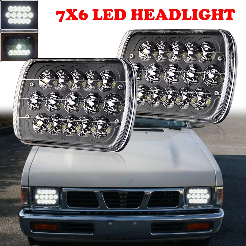 Pair 7x6'' LED Headlights For Nissan Pickup Hardbody 1984-1997 High/Low Beam DOT Foto 1 de 4
