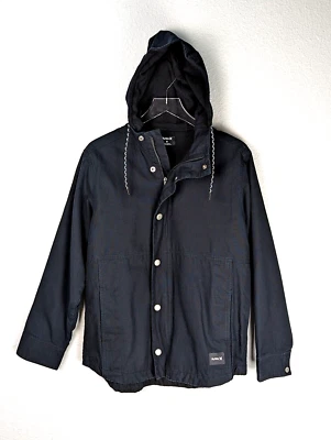 Hurley Women's Coat Hooded M Black Full Zip Snap Closure Inner Pocket Foto 1 de 4