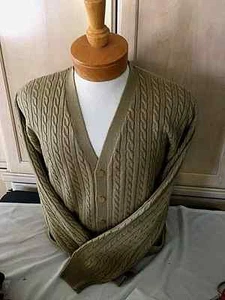 New NWT Pringle L,XL,2XL Wool Mens Camel Cardigan Long Sleeve Sweater - Picture 1 of 2
