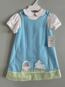 GLORIMONT türkisfarbenes Häschen-Pulloverkleid mit Shirt 4T neu mit Etikett 96 $! - Bild 1 von 5