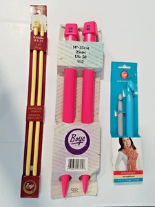 lot 3 BOYE 14" knitting (US 11 & 50) & crochet 6" &8" (US P & Q) needles/hooks - Picture 1 of 11
