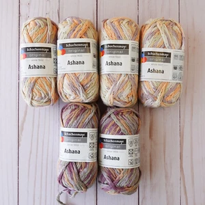 Schachenmayr Ashana Yarn ~ Mix Lot of 6 ~ Lavender Mix ~ Chainette ~ 100% Cotton - Picture 1 of 4