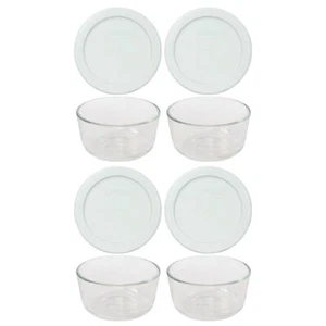 Pyrex 7202 1-Cup Glass Bowls & 7202-PC White Lids (4-Pack) - Picture 1 of 5