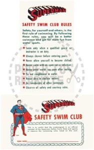 SUPERMAN SAFETY SWIM CLUB MITGLIEDSKARTE - VINTAGE NACHDRUCK - Bild 1 von 1