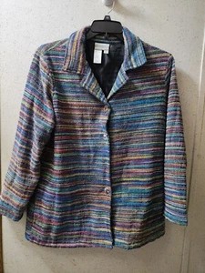 Coldwater Creek Rainbow Striped Jacket Blazer Women's Large Clean - Picture 1 of 10