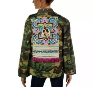 NWD $225 TRICIA FIX FREE PEOPLE ANTHROPOLOGIE VINTAGE CAMO MILITARY JACKET XS - Picture 1 of 9