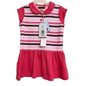 Rabbit Moon Knit Dress Size 9-12 Months Sleeveless Solid Pink and Stripes - Picture 1 of 5