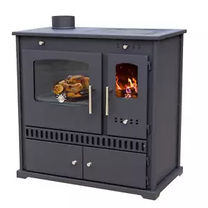 Kaminofen mit Backfach und Herdplatte Perfect Eco Schwarz Links Holzofen Kamin - Bild 1 von 13