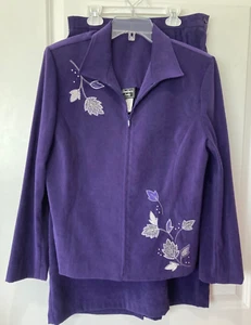 Vintage Southern Lady 2-Piece Jacket Sz 10 Skirt Sz 12 Suit Purple Embroidered - Picture 1 of 13
