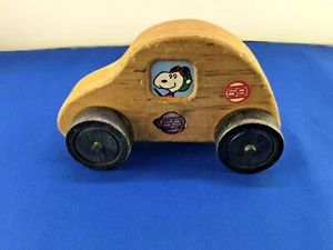 Vintage 1965 Peanuts Snoopy Flying Ace Wooden Race Car Aviva  - Picture 1 of 7