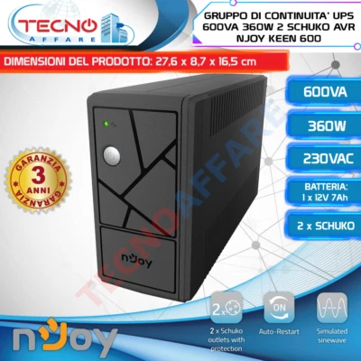 UPS Gruppo di Continuità 600VA 360W per PC DVR telecamere con batteria 7Ah - Image 1 of 4
