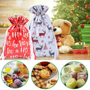 5/10 X Large Christmas Sacks Reusable Drawstring Wrap Present Gift Party Bags - Picture 1 of 14