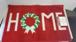 Huntington Home Holiday Accent Rug Red Outdoor Indoor Wreath Skid Resistant - Picture 1 of 4