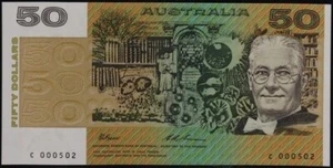 1994 Australian Ex Uncut Mint Single $50 C 000501 Fraser Evans Paper Banknote - Picture 1 of 2