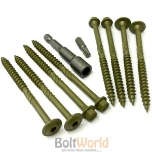 TIMBERFIX TORX WAFER / HEX HEXAGON HEAD SLEEPER FASTENER INDEX LANDSCAPE SCREWS - Picture 1 of 3