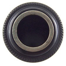 Vintage Ladies Bakelite Hand Carved Round Black Button For Fur Coat 1 1/8in N945