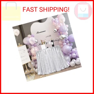 PartyDelight Sequin Tablecloth Round 50" Silver for Wedding Party Birthday Brida - Picture 1 of 2