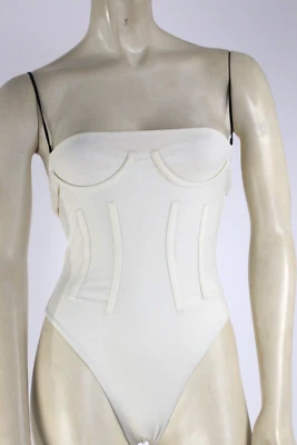 Traje de baño de una pieza H&M Studio blanco deshuesado negro correa de espagueti talla 2 Foto 1 de 4