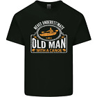 Stary człowiek z kajakiem śmieszny męski bawełniany t-shirt koszulka top