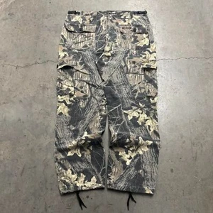 vintage 90s baggy realtree camo cargo pants 36W commander sunfaded wide leg hunt - Picture 1 of 7