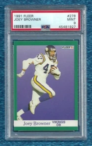 1991 Fleer #278 Joey Browner PSA 9 MINT POP 1 NONE HIGHER MINNESOTA VIKINGS - Bild 1 von 1