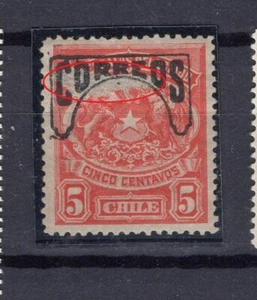 CHILE 1904 Telegraph overprint ERROR VARIETY Huemul with tale 5c red - Picture 1 of 1