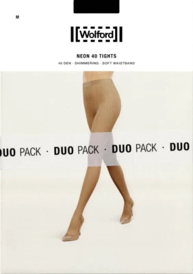 Wolford NEON 40 DEN Tights Strumpfhose glänzend Duo-Set 2er Multipack schwarz - Bild 1 von 4