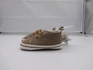 Rising Star Brown Fabric Soft Baby Shoes 6-9 months size 2