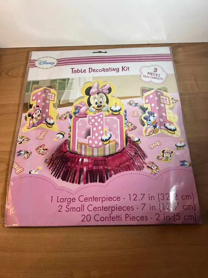 Nuevo Kit de Decoración de Mesa Valor 1er Cumpleaños Amscan Disney Minnie, (23 piezas) Foto 1 de 4