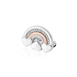 Distintivo spilla cuore Clogau argento e oro rosa 9 carati Enfys Bach £30 di sconto sterlina nuovo - Foto 1 di 2