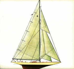 Americas Cup 1930 ENTERPRISE Kiel Mittelbrett Schaluppe Lithographie Melbourne Smith - Bild 1 von 1